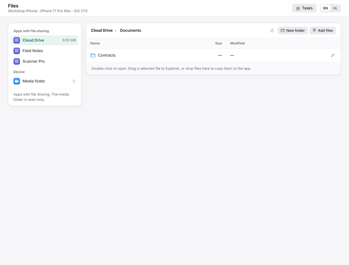 File manager with apps that share documents