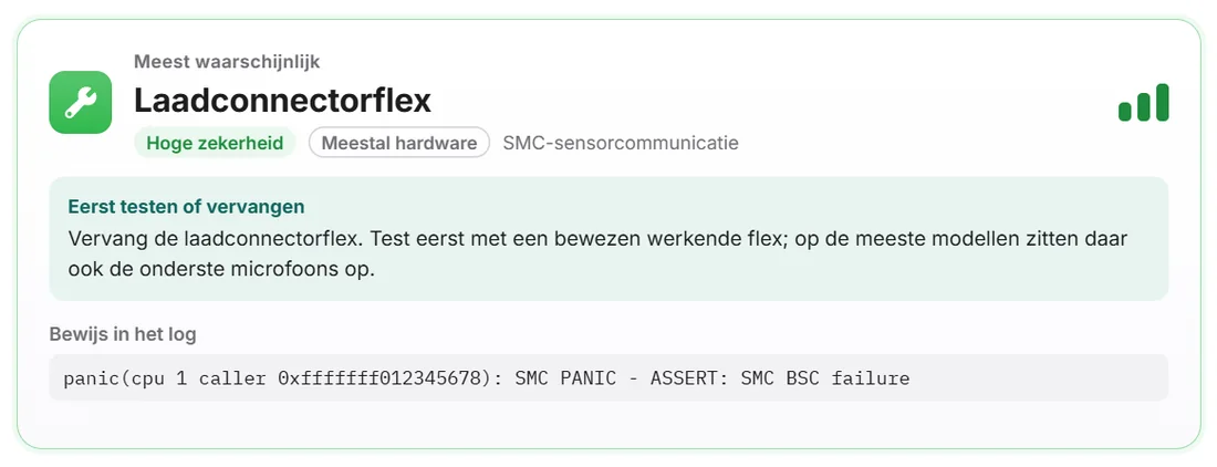 De oordeelkaart: laadconnectorflex, hoge zekerheid, meestal hardware